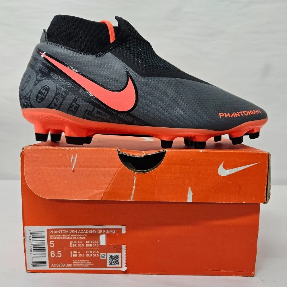 Nike Phantom VSN Academy DF FG MG Soccer Cleat AO3258-080‎ Grey Women's Size 6.5